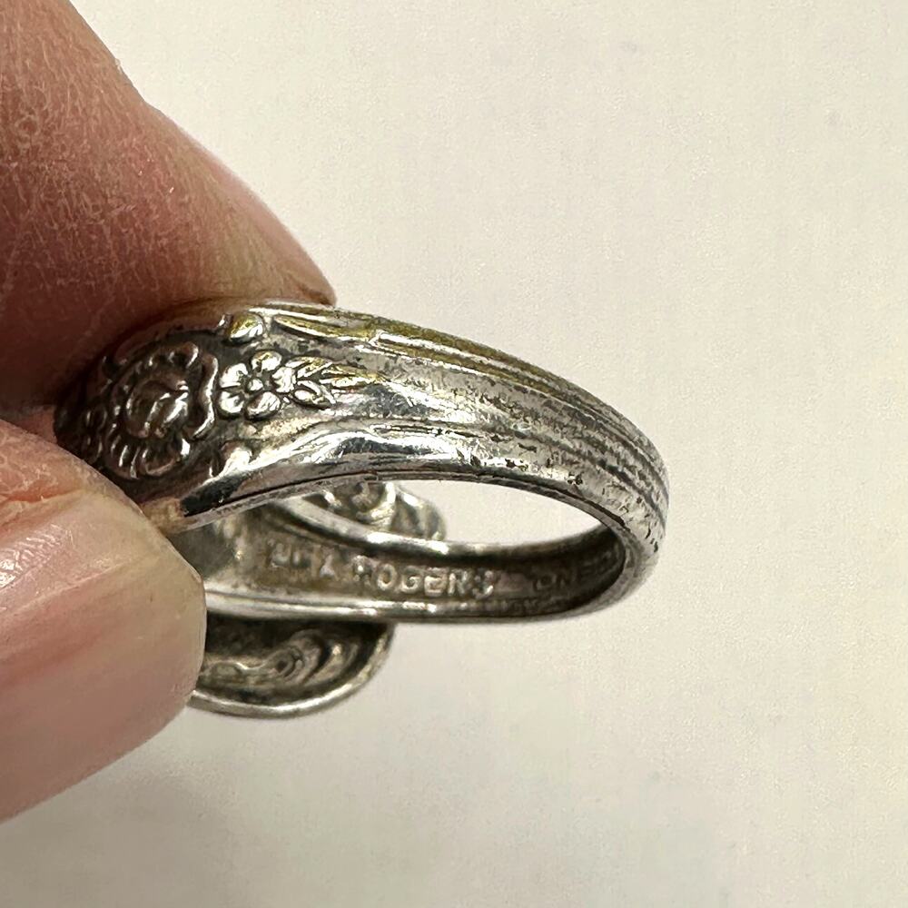 Vintage W.A. Rogers Oneida Silver Plate Spoon Bypass Pinkie Ring Retro Size 4.25 - Picture 8 of 9